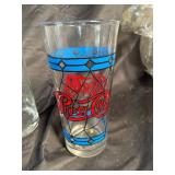 Pepsi-Cola Glasses & Color Stemware (Lot of 9)
