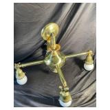 Vintage Brass 4-Light Ceiling Fixture with White Glass Shades