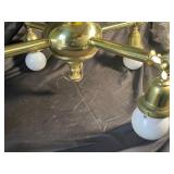 Vintage Brass 4-Light Ceiling Fixture with White Glass Shades