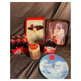 Coca-Cola Collectibles Mixed Lot of 6 Bottles, Tins & Plate