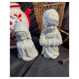 Decorative Ceramic Jar, Vino Bottle, Figural Pieces & Wicker Holder (Lot of 6)