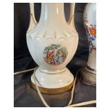 Decorative Table Lamp Lot of 3 - Porcelain & Crystal Accent Lamps