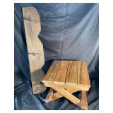 Wood Hat Rack & Folding Stool (Lot of 2)
