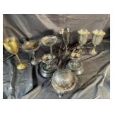 Abington Silverplate Stemware & Covered Dish (Lot of 9)