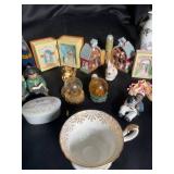 Mixed Lot of Miniature Figurines, Houses & Porcelain Cups