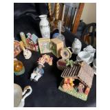 Mixed Lot of Miniature Figurines, Houses & Porcelain Cups