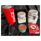 Coca-Cola Kitchen Decor Set with Electric Can Cooler & Coasters (Lot of 5)