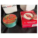 Coca-Cola Kitchen Decor Set with Electric Can Cooler & Coasters (Lot of 5)