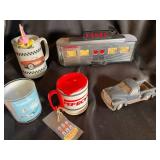 Vintage Diner Sign, Pep Boys Mug, Pontiac Tin & Truck (Lot of 5)