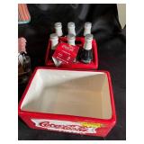 Coca-Cola Diner Cookie Jar, Bottle Carrier & Camera Tin (Lot of 4)