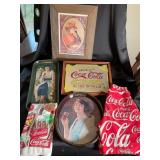 Coca-Cola Memorabilia Mixed Lot of 6 Signs, Trays & Apparel