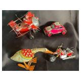 Vintage Tin Toy Assortment Coca-Cola & Raid (Lot of 4)