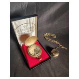 Majestime Pocket Watch &  Gold Locket Necklace