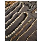 Jewelry Mixed Lot with Pearl Necklaces & International Silver Spoons