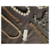 Jewelry Mixed Lot with Pearl Necklaces & International Silver Spoons