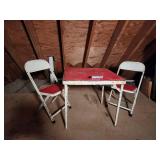 Red Folding Card Table with 2 Chairs (Lot of 3)