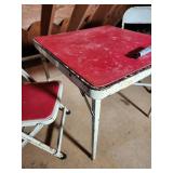 Red Folding Card Table with 2 Chairs (Lot of 3)