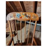 Wicker Baby Carriage & Painted Wooden Rocking Chair