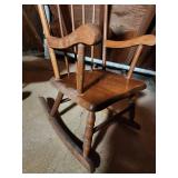 Wicker Baby Carriage & Painted Wooden Rocking Chair