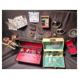 Mixed Vintage Costume Jewelry Assortment with Display Boxes