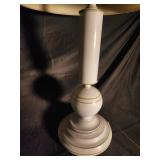 Pair of Decorative White Table Lamps with Floral Accents