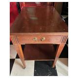 Vintage Wood Side Table with Drawer & Lower Shelf