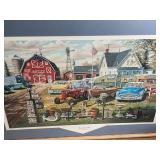 Framed Farm Scene Print 38 x 26