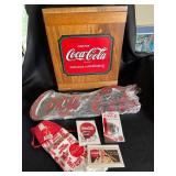 Coca-Cola Wooden Display Case with Advertising Pieces (Lot of 5)