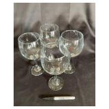 Set of 4 Clear Stemmed Wine Goblets