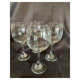 Set of 4 Clear Stemmed Wine Goblets