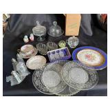 Mixed Lot of Glass Serveware, Plates & Decorative Miniatures
