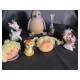 Mixed Animal Figurine Ornaments & Glass Vase (Lot of 6)