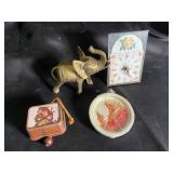 Elephant, Clock & Music Box Decorative Assortment (Lot of 4)