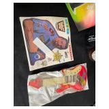 Motion Lamp, Unopened Coors Light & Kalik Bottles, Big Boss Man Stickers & Toy Guitar (Lot of 4)