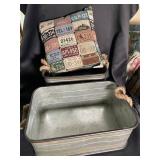Galvanized Metal Tubs with License Plate Pillow (Lot of 3)