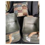Galvanized Metal Tubs with License Plate Pillow (Lot of 3)
