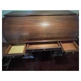 Roll-Top Secretary Desk with Multiple Drawers