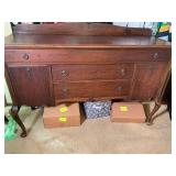 Vintage Mahogany Sideboard Buffet with 3 Drawers & 2 Cabinets
