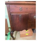 Vintage Mahogany Sideboard Buffet with 3 Drawers & 2 Cabinets