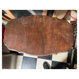 Wood Side Table with Scalloped Top & Turned Legs