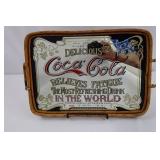 Vintage Coca-Cola Mirror Bamboo Tray