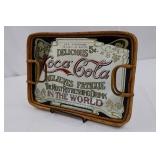 Vintage Coca-Cola Mirror Bamboo Tray
