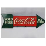 Vintage Coca-Cola Arrow Sign 27" X 9"