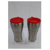 Coca-Cola Stainless Tumblers With Lids (Lot of 2)