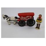 Coca-Cola Cast Iron Delivery Wagon With Figure (Lot of 2)