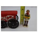 Coca-Cola Cast Iron Delivery Wagon With Figure (Lot of 2)