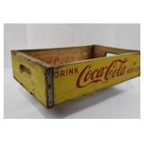 1960s Coca-Cola Yellow & Red Wooden Bottle Crate