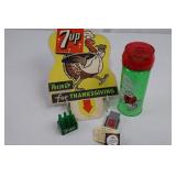 7up Promotional Sign, Mini Bottles & Barlow Lighter (Lot of 4)
