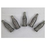 Vintage 1995 Coca-Cola Miniature Cast Pewter Soda Bottles (Lot of 5)