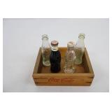Vintage Coca-Cola Miniature Bottles in Mini Crate (Lot of 4)